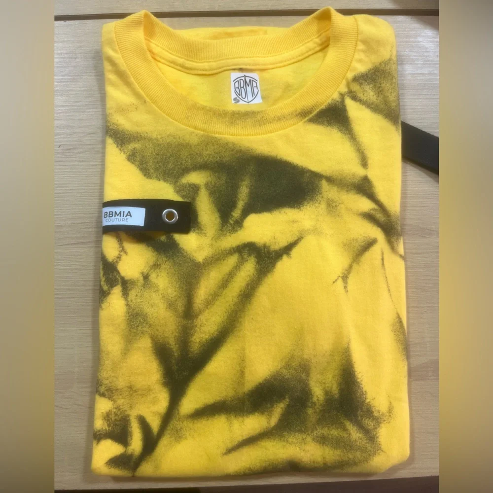 BBMIA Couture Custom Tee Tie Dye Yellow and Black Graphic Kids Tee - Picture 3 of 8